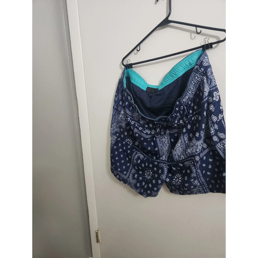 No Boundaries Mens Navy Blue Paisley Bandana Swim Trunks Mesh Lined 2XL 44-46